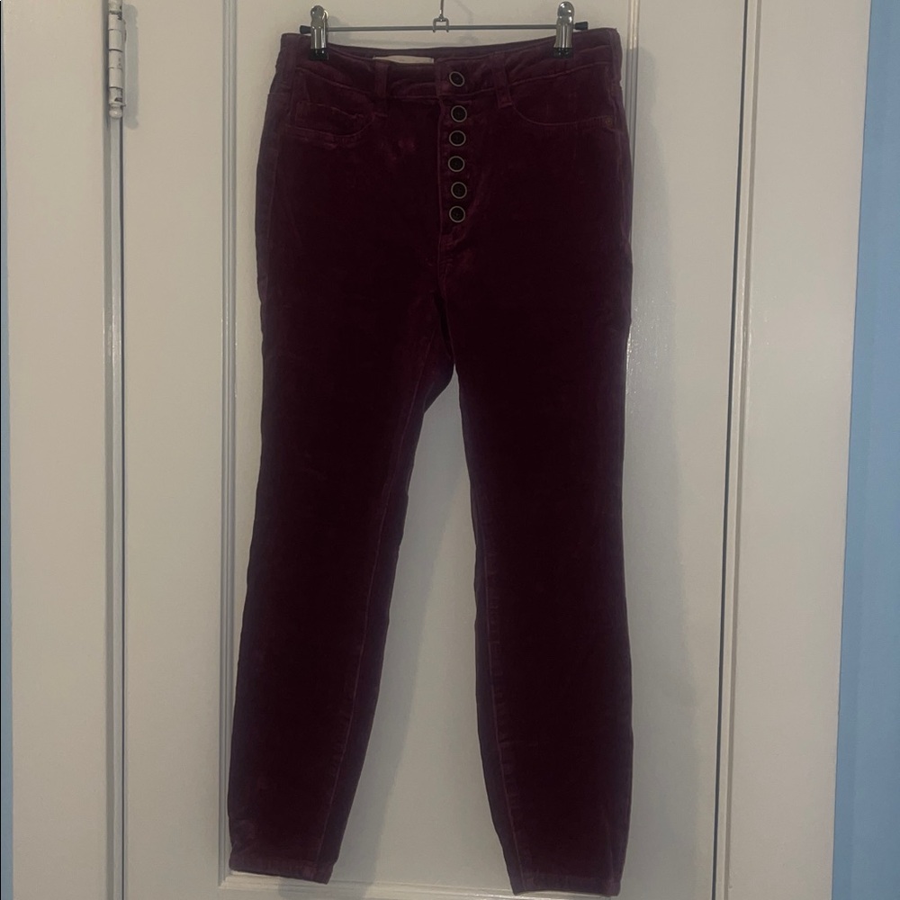 Anthropologie Deep Red Corduroy Trousers